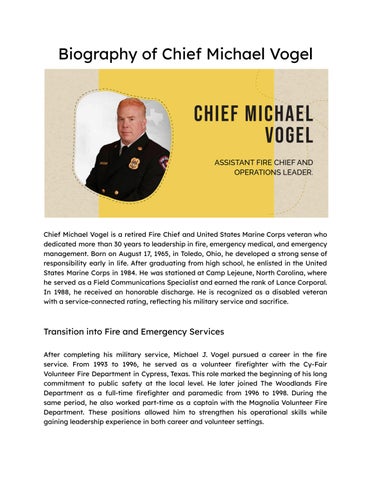 Biography of Chief Michael Vogel