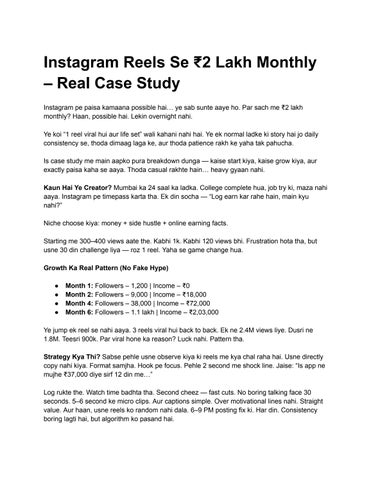 Instagram Reels Se ₹2 Lakh Monthly – Real Case Study