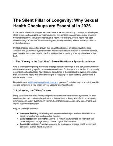 The Silent Pillar of Longevity_ Why Sexual Health Checkups are Essential in 2026