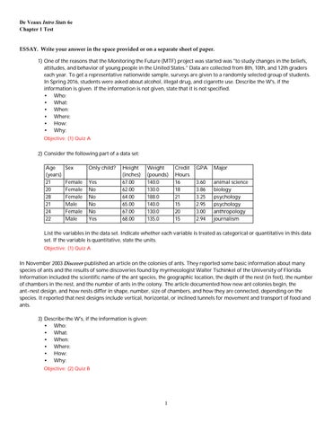 Test Bank For Intro Stats, 6th Edition by Richard D. De Veaux, Paul F. Velleman, David E. Bock