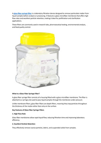 glass fiber syringe filter