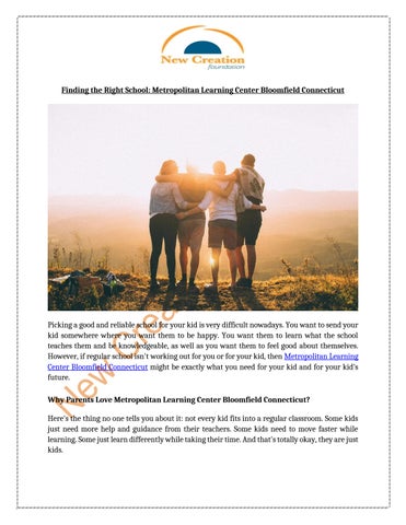 Finding the Right School: Metropolitan Learning Center Bloomfield Connecticut