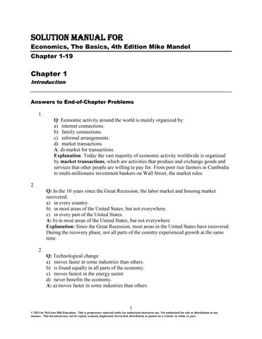 Solution Manual For M Economics, The Basics, 4th Edition by Mike Mandel Chapter 1-19