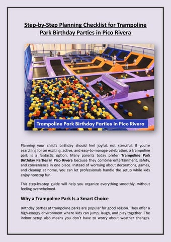 Step-by-Step Planning Checklist for Trampoline Park Birthday Parties in Pico Rivera