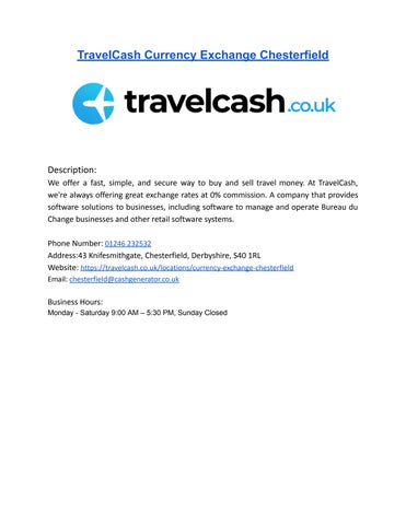 TravelCash Currency Exchange Chesterfield