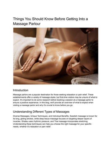 Things You Should Know Before Getting Into a Massage Parlour