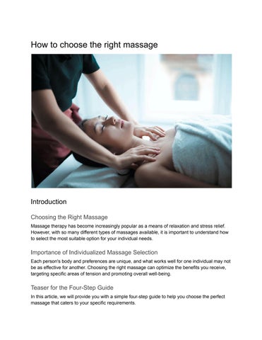 How to choose the right massage