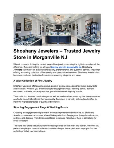 Shoshany Jewelers – Trusted Jewelry Store in Morganville NJ