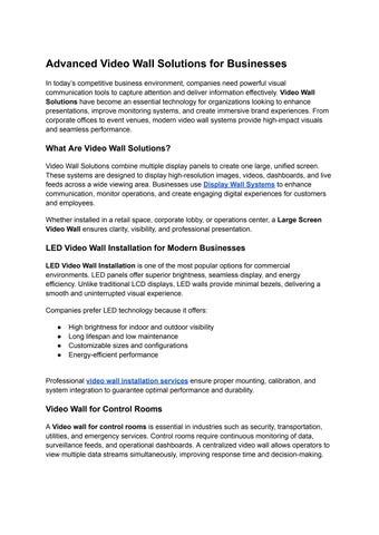 Advanced Video Wall Solutions for Businesses