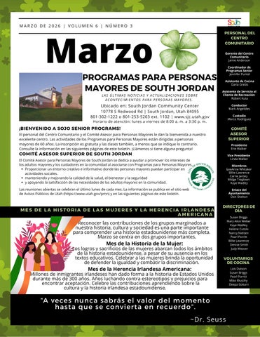 Senior Programs Newsletter (En Español) - Marzo De 2026