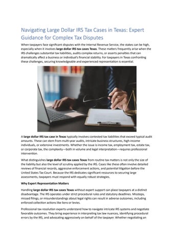 Navigating Large Dollar IRS Tax Cases in Texas