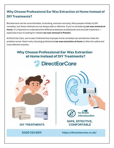 Why Choose Professional Ear Wax Extraction at Home Instead of DIY Treatments