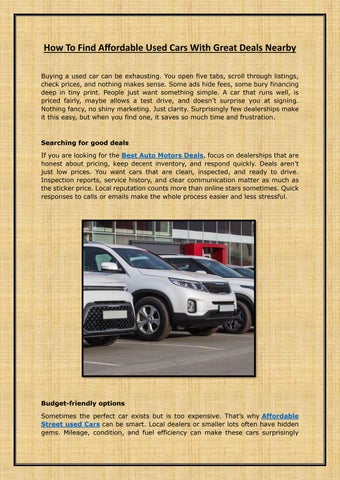 How To Find Affordable Used Cars With Great Deals Nearby