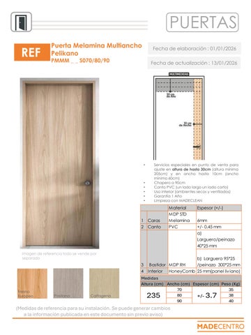 Ficha tecnica Puerta Multiancho Fresno, Cartagena Positano