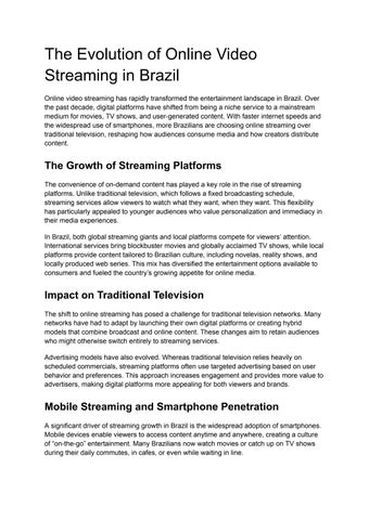 The Evolution of Online Video Streaming in Brazil