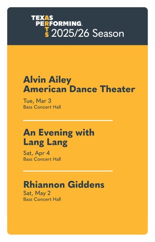 TPA Program: Alvin Ailey, Lang Lang, Rhiannon Giddens