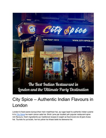 City Spice – Authentic Indian Flavours in London