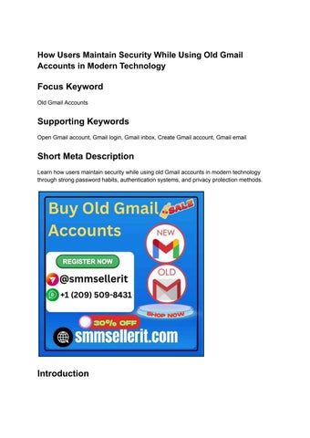 How to Safely Buy Old Gmail Accounts Today