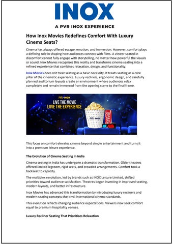 How Inox Movies Redefines Comfort With Luxury Cinema Seats?
