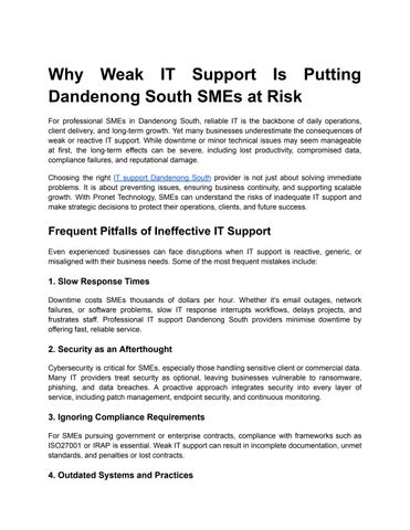 Why Weak IT Support Is Putting Dandenong South SMEs at Risk