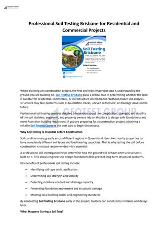 Reliable Soil Testing Brisbane Services for Safe and Successful Construction