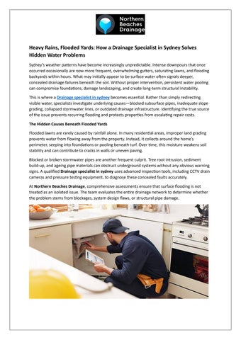 Heavy Rains, Flooded Yards - How a Drainage Specialist in Sydney Solves Hidden Water Problems