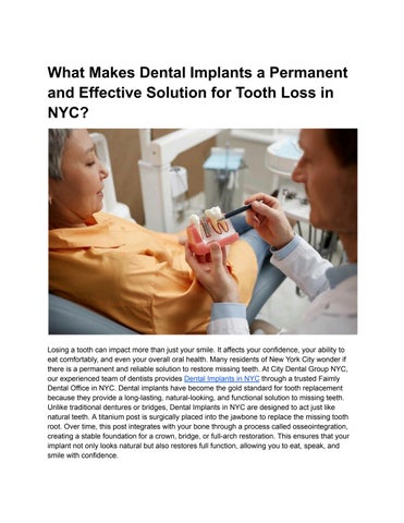 What Makes Dental Implants a Permanent and Effective Solution for Tooth Loss in NYC