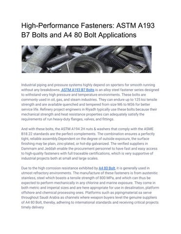 High-Performance Fasteners_ ASTM A193 B7 Bolts and A4 80 Bolt Applications