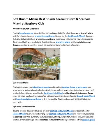 Seafood Miami at Bayshore Club