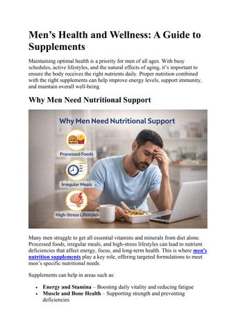 Men’s Health and Wellness: A Guide to Supplements