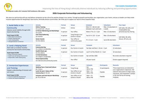 2026 Corporate Partnerships and Volunteering