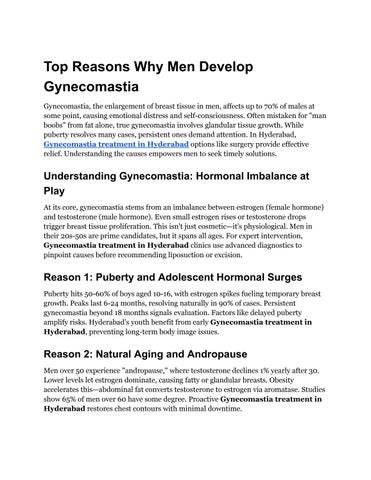 Gynecomastia treatment in Hyderabad