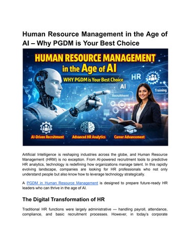 Human Resource Management in the Age of AI – Why PGDM is Your Best Choice