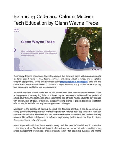 Balancing Code and Calm in Modern Tech Education by Glenn Wayne Trede