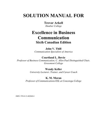 Solution Manual For Excellence in Business Communication, Canadian Edition, 6th Edition by Chapter 1