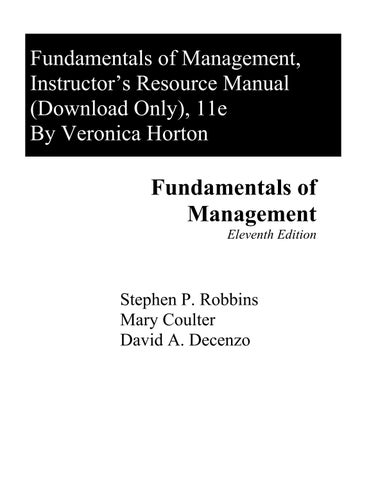 Solution Manual For Fundamentals of Management, 11th Edition by Stephen P. Robbins, Mary A. Coulter,