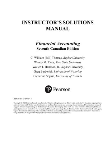 Solution Manual For Financial Accounting, Canadian Edition, 7th Edition by Walter T. Harrison, Wendy