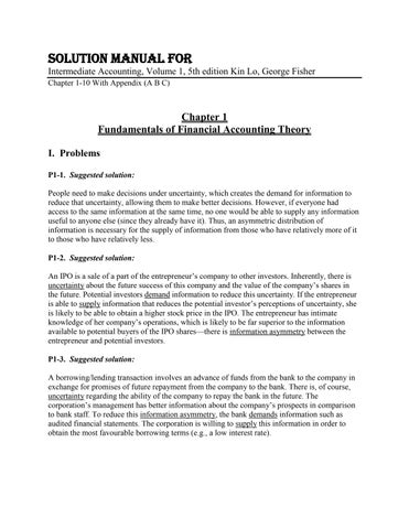 Solution Manual For Intermediate Accounting, Volume 1, 5th Edition by Kin Lo, George Fisher Chapter 