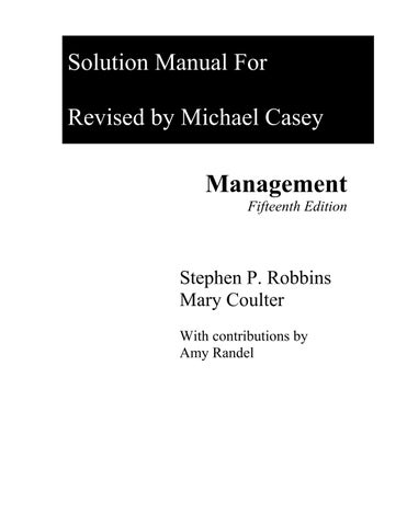 Solution Manual For Management, 15th Edition by Mary A. Coulter Chapter1-18