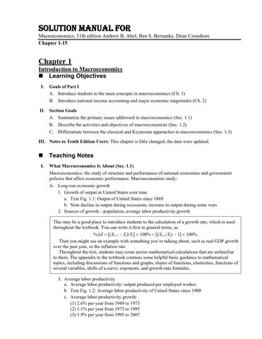 Solution Manual For Macroeconomics,11th Edition by Andrew B. Abel, Ben S. Bernanke, Dean Croushore C