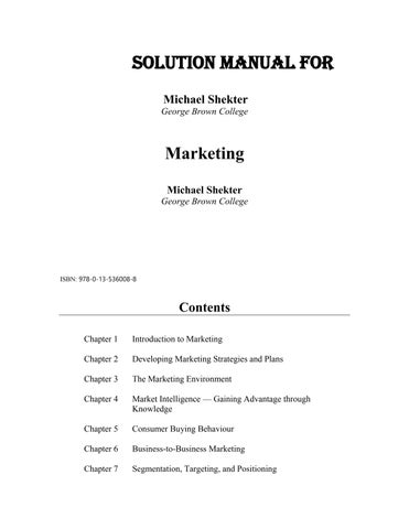 Solution Manual For Marketing, 1st Edition by Michael Shekter Chapter 1-18