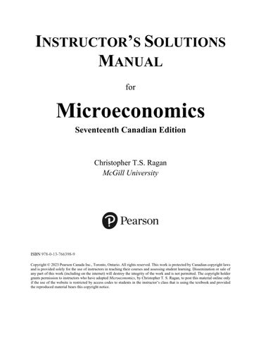 Solution Manual For Microeconomics, 17th Edition by Christopher T.S. Ragan Chapter 1-20
