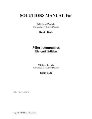 Solution Manual For Microeconomics Canada in the Global Environment, 11th Edition by Michael Parkin,