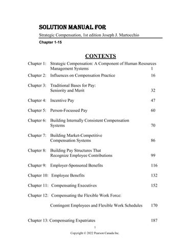 Solution Manual For Strategic Compensation, 1st Edition by Joseph J. Martocchio Chapter 1-15