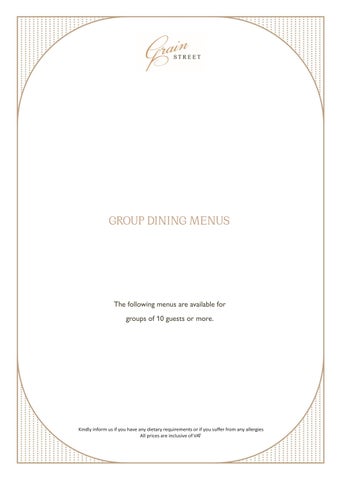 Grain Street Group Dining Menus