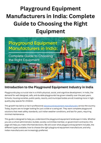 How to Choose Durable Playground Systems for Indian Schools