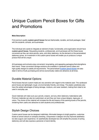 Unique Custom Pencil Boxes for Gifts and Promotions