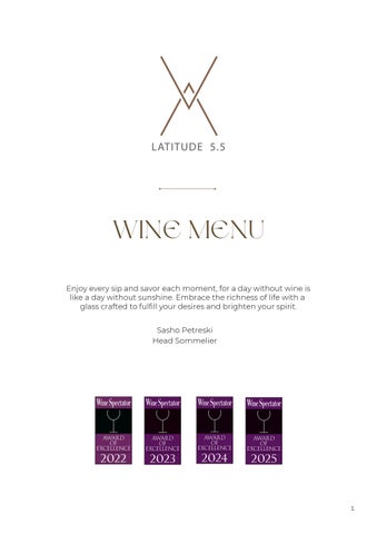 Latitude 5.5 Wine Menu