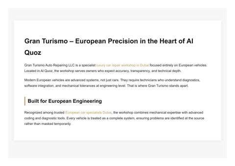 Luxury Car Repair Workshop in Dubai | European Specialists Al Quoz