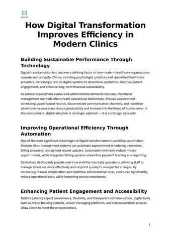How Digital Transformation Improves Efficiency in Modern Clinics